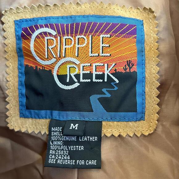 Cripple Creek Women's Real Genuine Fringe Leather Jacket Cropped Vintage Medium - Picture 5 of 8